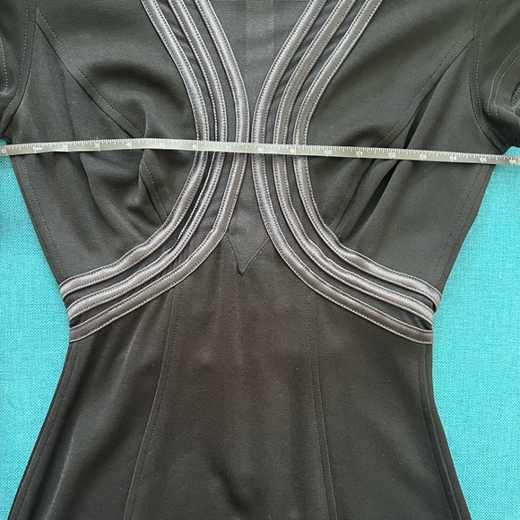 Tadashi Shoji Mesh Panel Black Full Length Dress - Picture 9 of 11